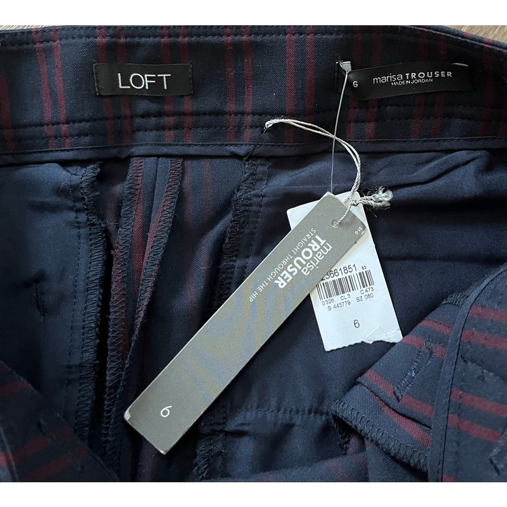 Loft NWT navy sailor stripe Marisa trouser pants size 6 - Picture 13 of 14